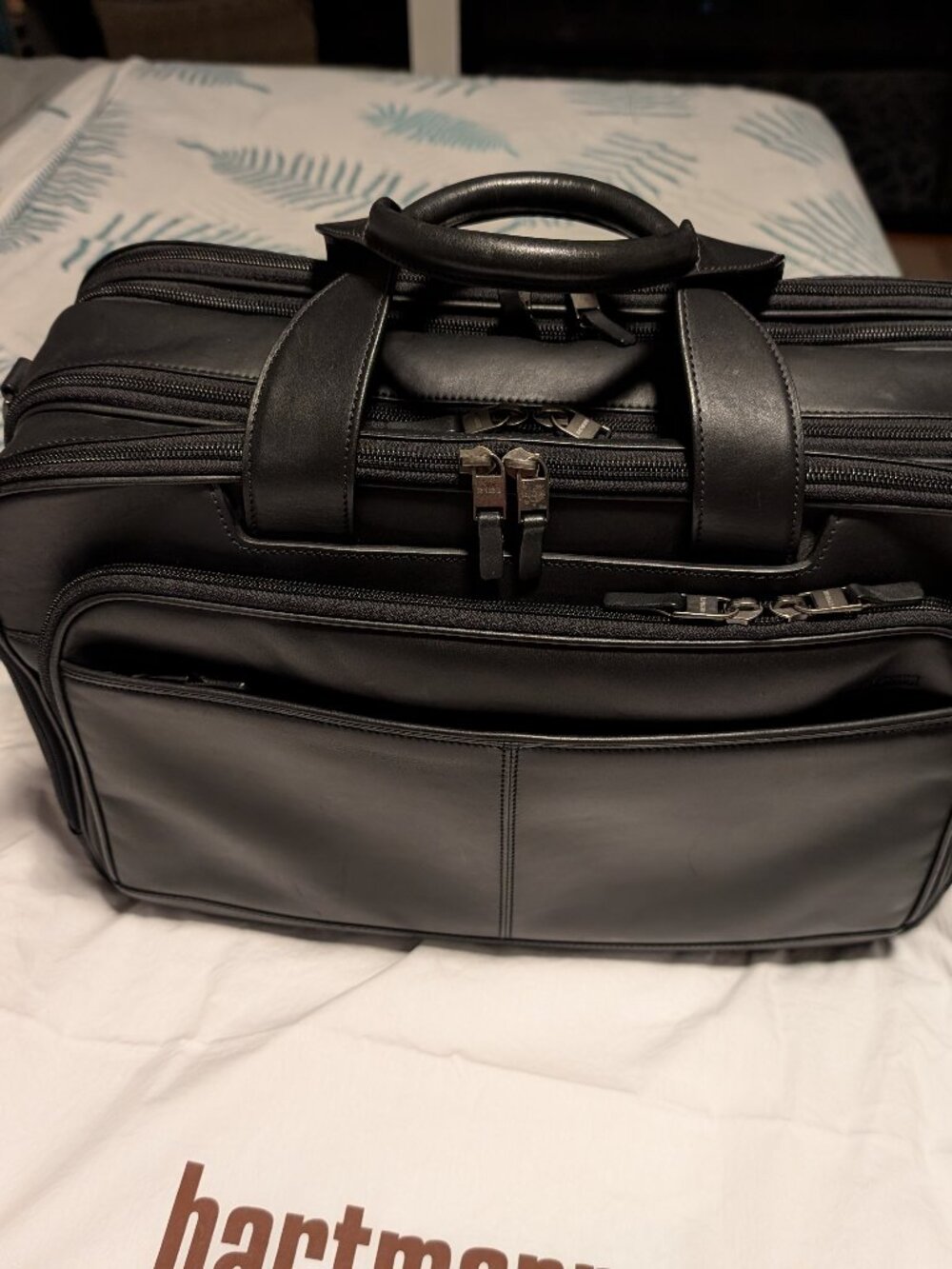 Hartmann Briefcase, Advisor Series, Black Leather, Triple Compartment